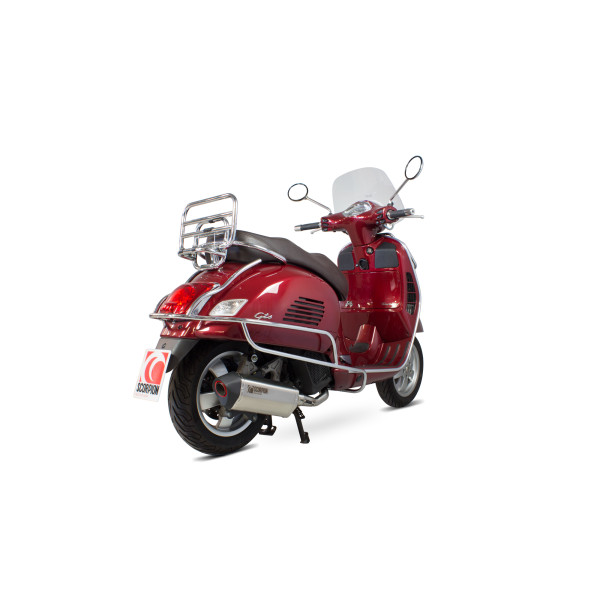 Scorpion Exhaust Vespa GTS125 (Euro 4) 2017 - 2019 Serket Parallel Full System Brushed Stainless Steel Sleeve